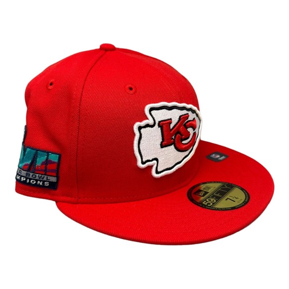 New Era 59FIFTY Kansas City Chiefs Super Bowl LVII Patch Fitted Hat Cap 7-3/8 - Picture 2 of 7